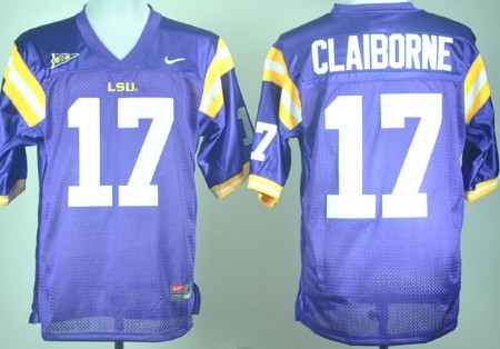 LSU Tigers #17 Morris Claiborne Purple College Jerseys